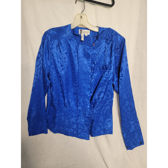 SK & Company Metallic Blue Button Up Womens Dress Shirt Size 10 - Picture 4 of 4